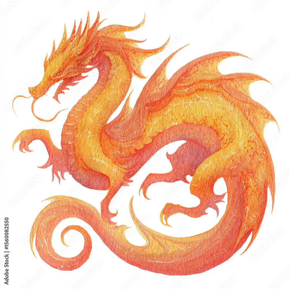 Obraz premium A lone watercolor radiant dragon’s spice cake with orange hue