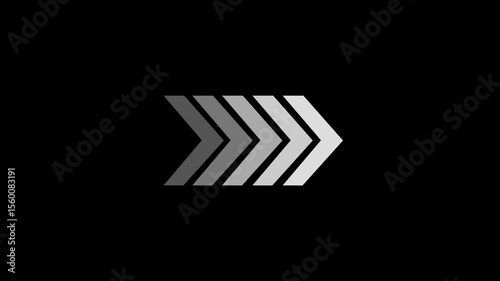 Looping white arrow swipe animation over black color background for easy video compositing