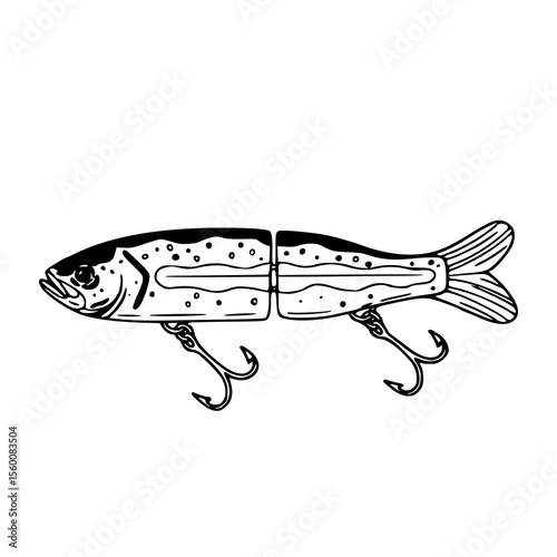 realistic jointed fishing lure vector illustration