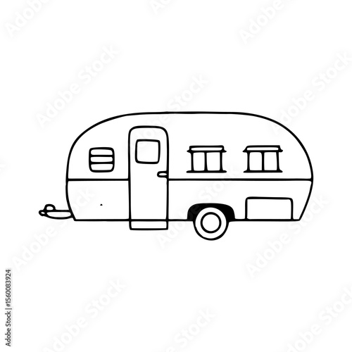 vintage camper trailer line drawing