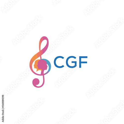CGF “Abstract music school logo with people and melody icon” CGF Later Logo, “Modern music therapy logo with faces and note symbol”
