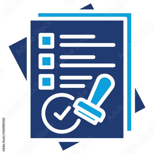 Permit Flat Blue Icon