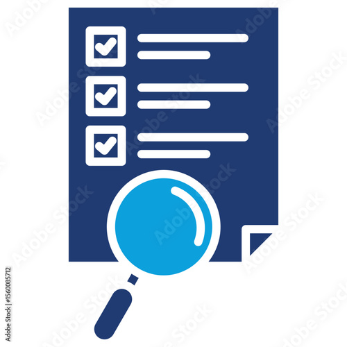 Document Analysis Flat Blue Icon