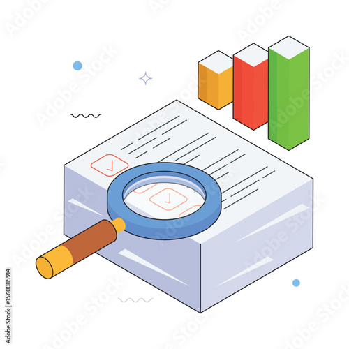 Growth Report Vector Isometric Illustration. EPS 10 file