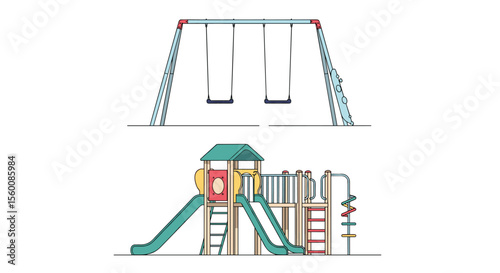Engaging Play Area Delights Children with Diverse Play Structures for Fun and Exploration
