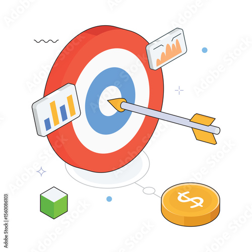 Targeted Marketing Vector Isometric Illustration. EPS 10 file