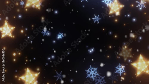 Wallpaper Mural A festive background with snowflakes and stars against a dark backdrop with bokeh effects Torontodigital.ca