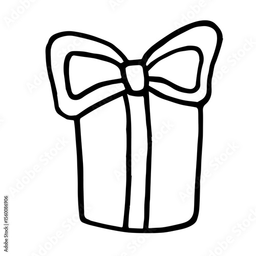 Vector image of gift box in line art style. Design element for Christmas, birthday, holidays. Основные RGB