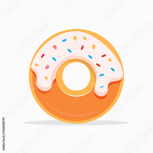 A cartoon illustration of a glazed donut with sprinkles.