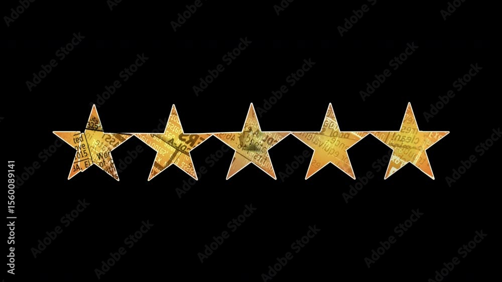 5 stars rating - review clip with alpha channel
