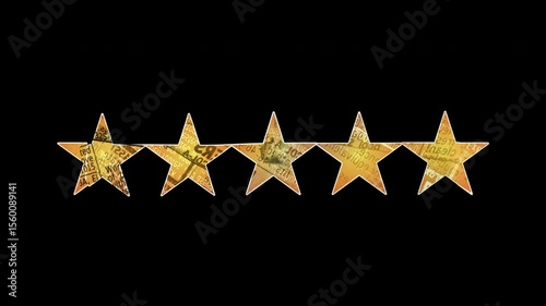 5 stars rating - review clip with alpha channel