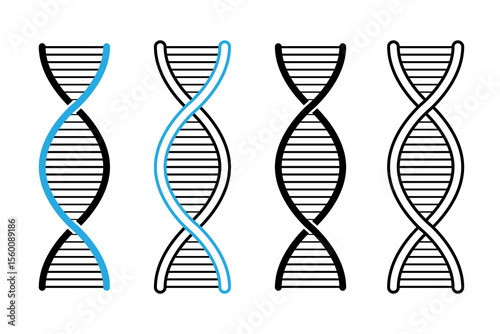 DNA icon set. Genetic helix and molecule symbols collection