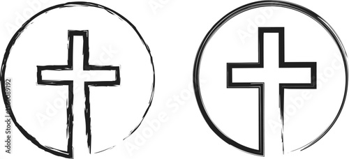 Religion grunge cross circle inside