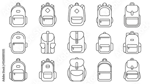 Black and White Line Art Illustrations A Collection of Backpack Designs