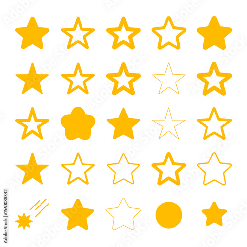 A Collection of 20 Golden Star Icons Design Elements for Projects