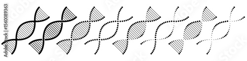 DNA icon set. Genetic helix and molecule symbols collection