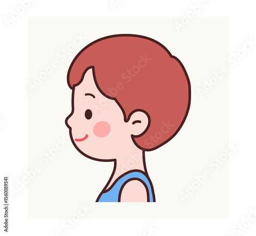 Side View of a Cute Little Boy – Upper Body Vector Illustration