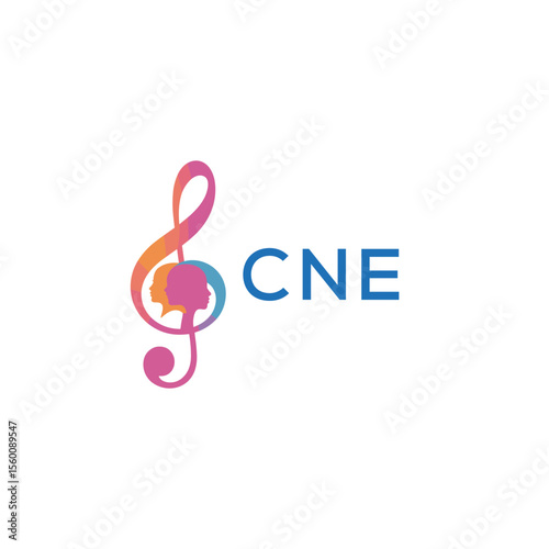 CNE “Abstract music school logo with people and melody icon” CNE Later Logo, “Modern music therapy logo with faces and note symbol”
