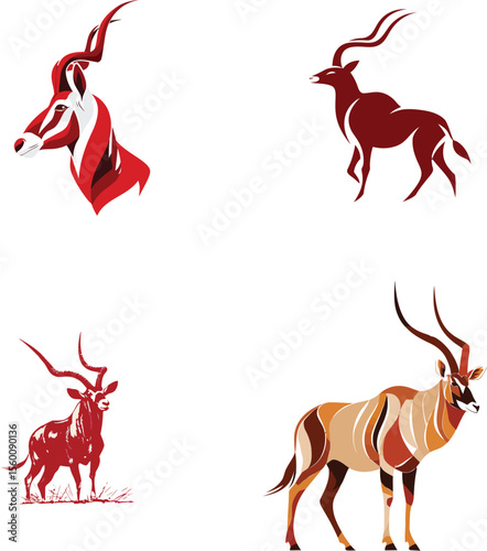 Antelope illustration set vector design art graphic