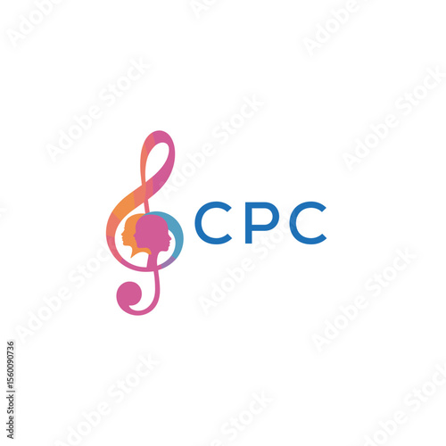 CPC “Abstract music school logo with people and melody icon” CPC Later Logo, “Modern music therapy logo with faces and note symbol”
