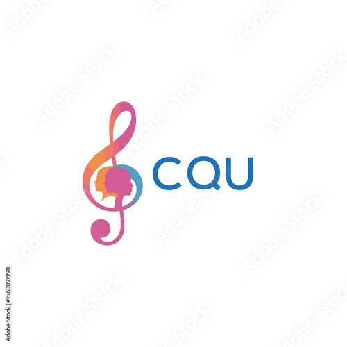 CQU “Abstract music school logo with people and melody icon” CQU Later Logo, “Modern music therapy logo with faces and note symbol”
