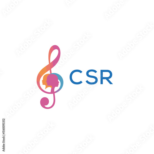 CSR “Abstract music school logo with people and melody icon” CSR Later Logo, “Modern music therapy logo with faces and note symbol”
