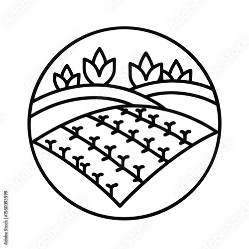 Rowed vegetable patch with hand labeled plant markers Vector illustration