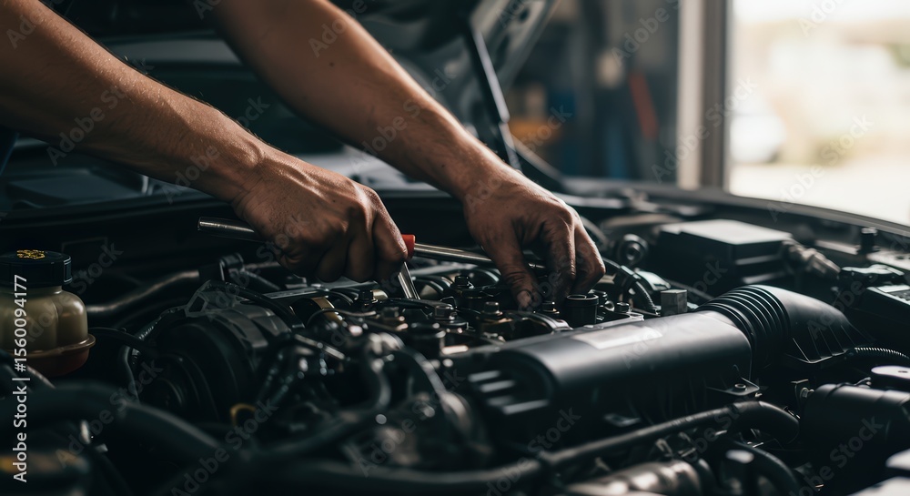 Mechanic Repairing Car Engine Mechanic Repairing Car Engine