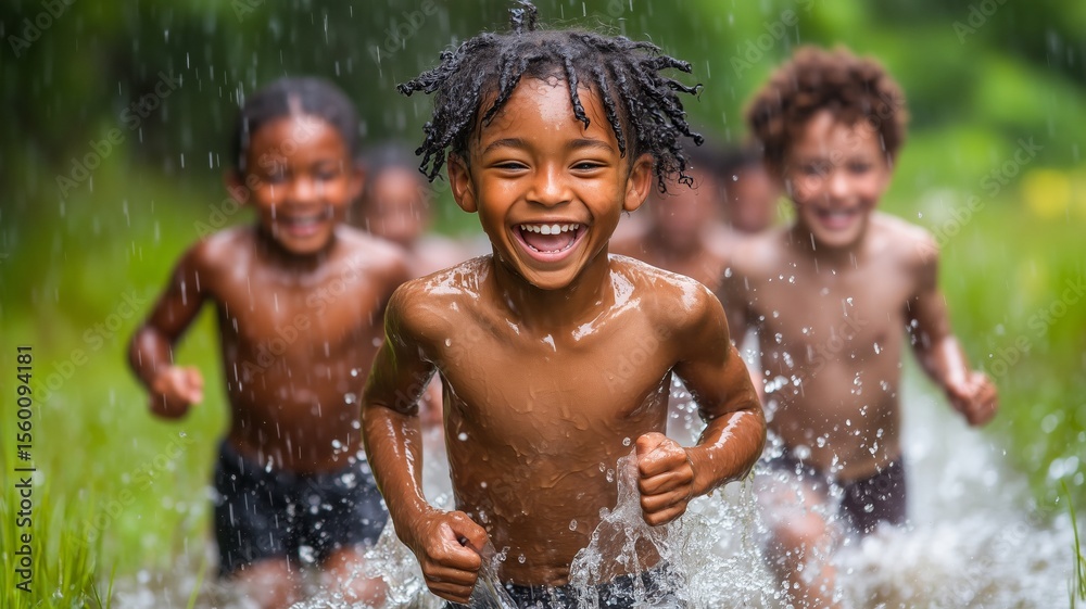 Obraz premium Content Emotion Adorable Cheerful Children Playing