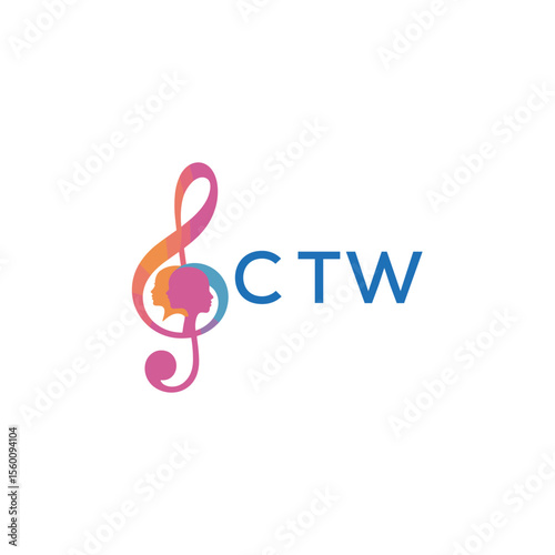 CTW “Abstract music school logo with people and melody icon” CTW Later Logo, “Modern music therapy logo with faces and note symbol”
