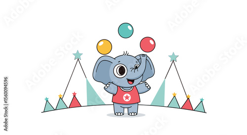 The Adorable Elephant Juggler A Delightful Illustration of Circus Fun and Lighthearted Entertainment