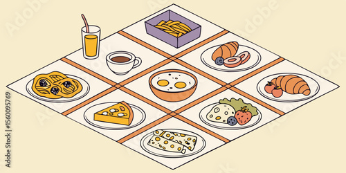 Set of Chinese zodiac signs with delicious pepperoni pizza meal vector illustration