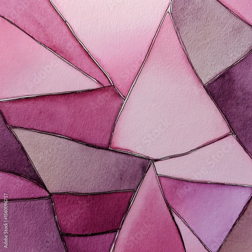 Abstract stained glass design, various shades of pink and purple