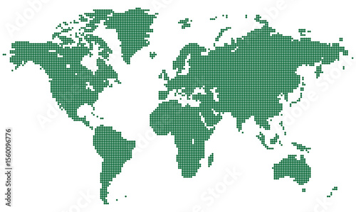 Dotted global map with international borders and grid based territory layout. Suitable for virtual earth shows and global sample illustrations with smooth precision.