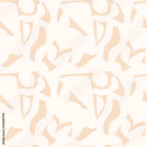 Abstract seamless pattern with organic cut out shapes. Modern monochromatic collage with artistic silhouettes. Perfect for wrapping paper, wallpaper, textile, fabric, packaging and digital design 