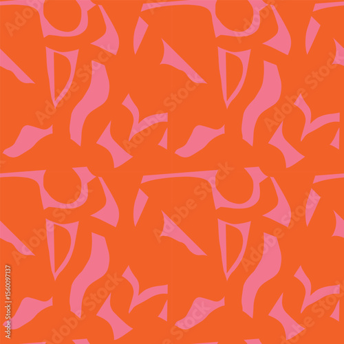 Abstract seamless pattern with organic cut out shapes. Modern monochromatic collage with artistic silhouettes. Perfect for wrapping paper, wallpaper, textile, fabric, packaging and digital design 