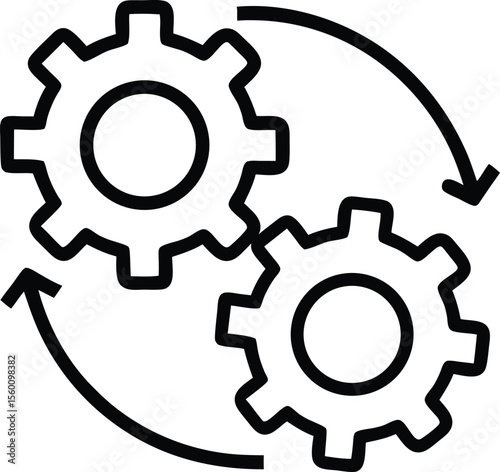 Two Gears with Arrows Icon Representing Process Synchronization and System Integration