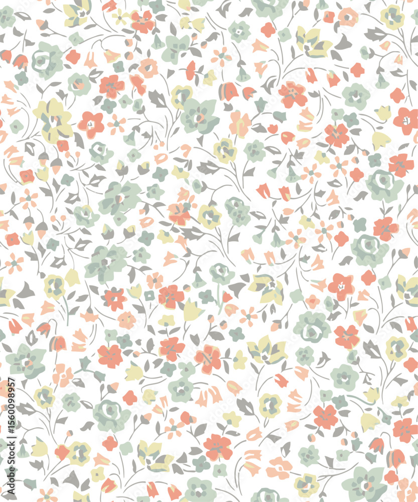 custom made wallpaper toronto digitalArt vintage little floral allover pattern pastel colors