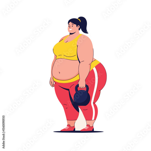 Plus size woman lifting a kettlebell for embodying fitness and body positivity
