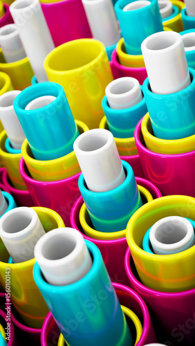 Abstract Colorful Vertical 3D Pipe Tubes