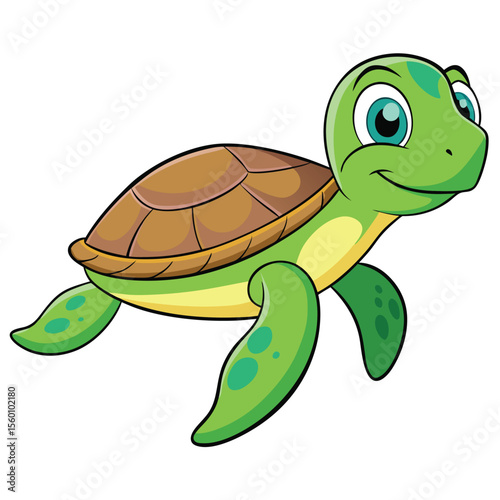 A graceful sea turtle gliding effortlessly through water, on a plain white surface, a symbol of ocean beauty.