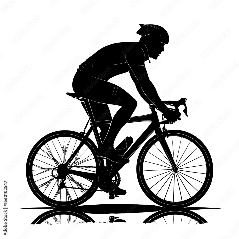 Obraz premium Dynamic Male Cyclist Silhouette on Road Bike - Fitness & Speed