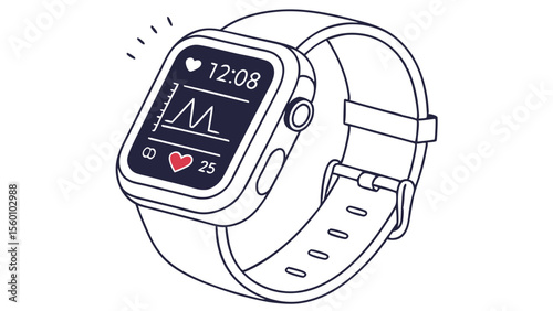 Smartwatch fitness tracker with heart rate monitor and health app for wearable technology and wellness tracking