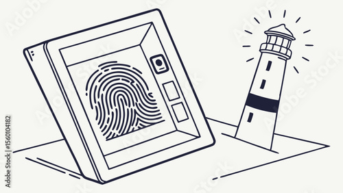 Fingerprint authentication system security with lighthouse guidance and biometric technology access control