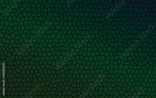 Voronoi Diagram Pattern Illustration, Polygonal Cell Grid on Gradient Background in Blue-Green Tone