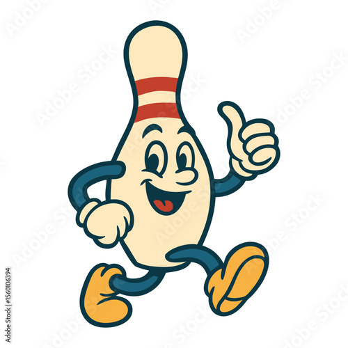 Happy Cartoon Bowling Pin Mascot Thumbs Up