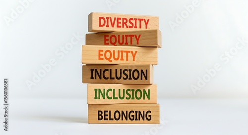 DEIB Symbol on Wooden Blocks – Diversity, Equity, Inclusion, Belonging Business Concept on White Background.