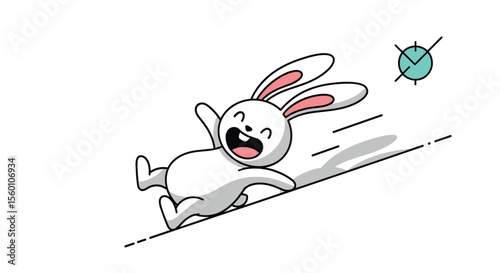 The White Rabbit Slides Down the Hill While Hurrying To Arrive On Time