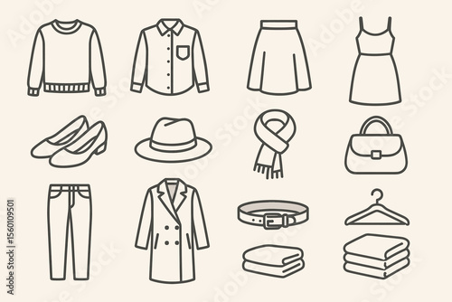 Fashion icons: stylish wardrobe essentials and accessories collection