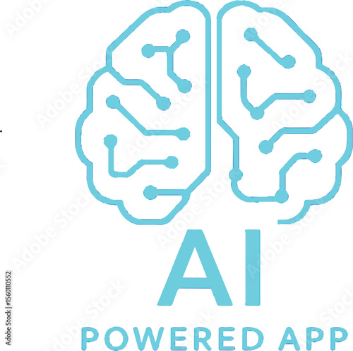 AI Powered App Logo Vector – Modern Brain and Circuit Icon Representing Artificial Intelligence, Smart Technology, and Digital Innovation Concepts